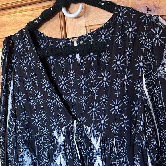 Free People Down By The Bay Blue White Oversized Tunic Top Dress - Picture 6 of 8